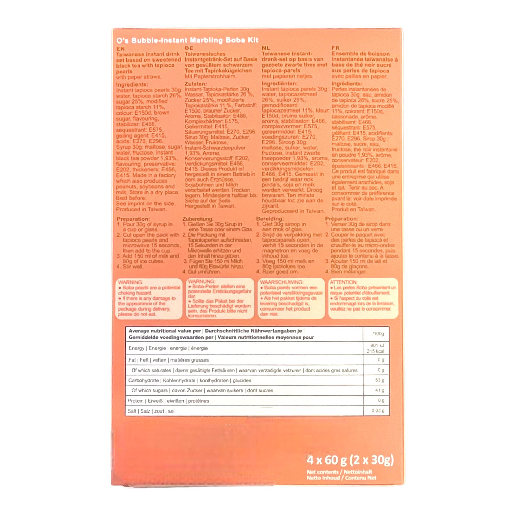 Instant Bubble Tea Kit boba Black Tea 4x 60g - Image 4