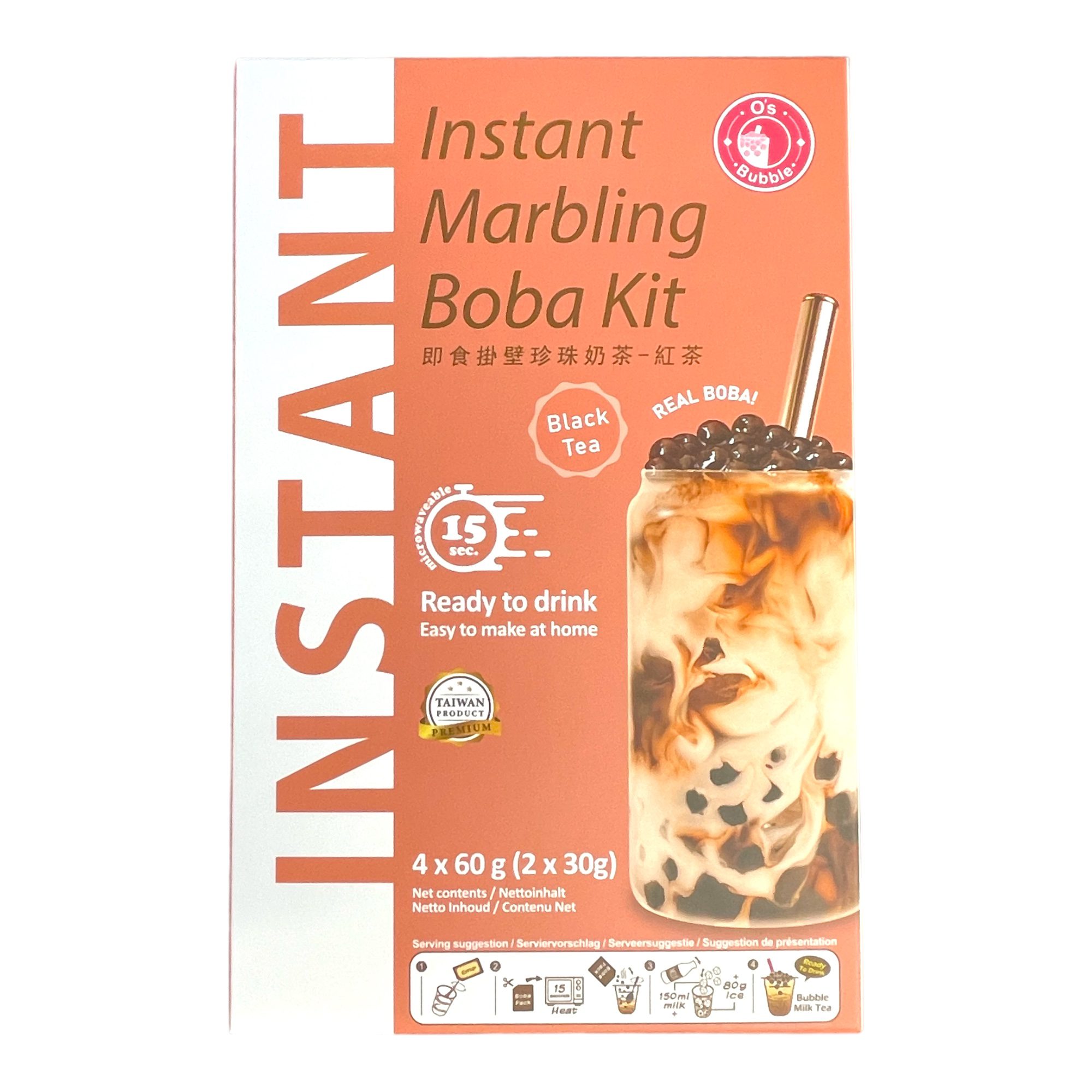 Instant Bubble Tea Kit boba Black Tea 4x 60g