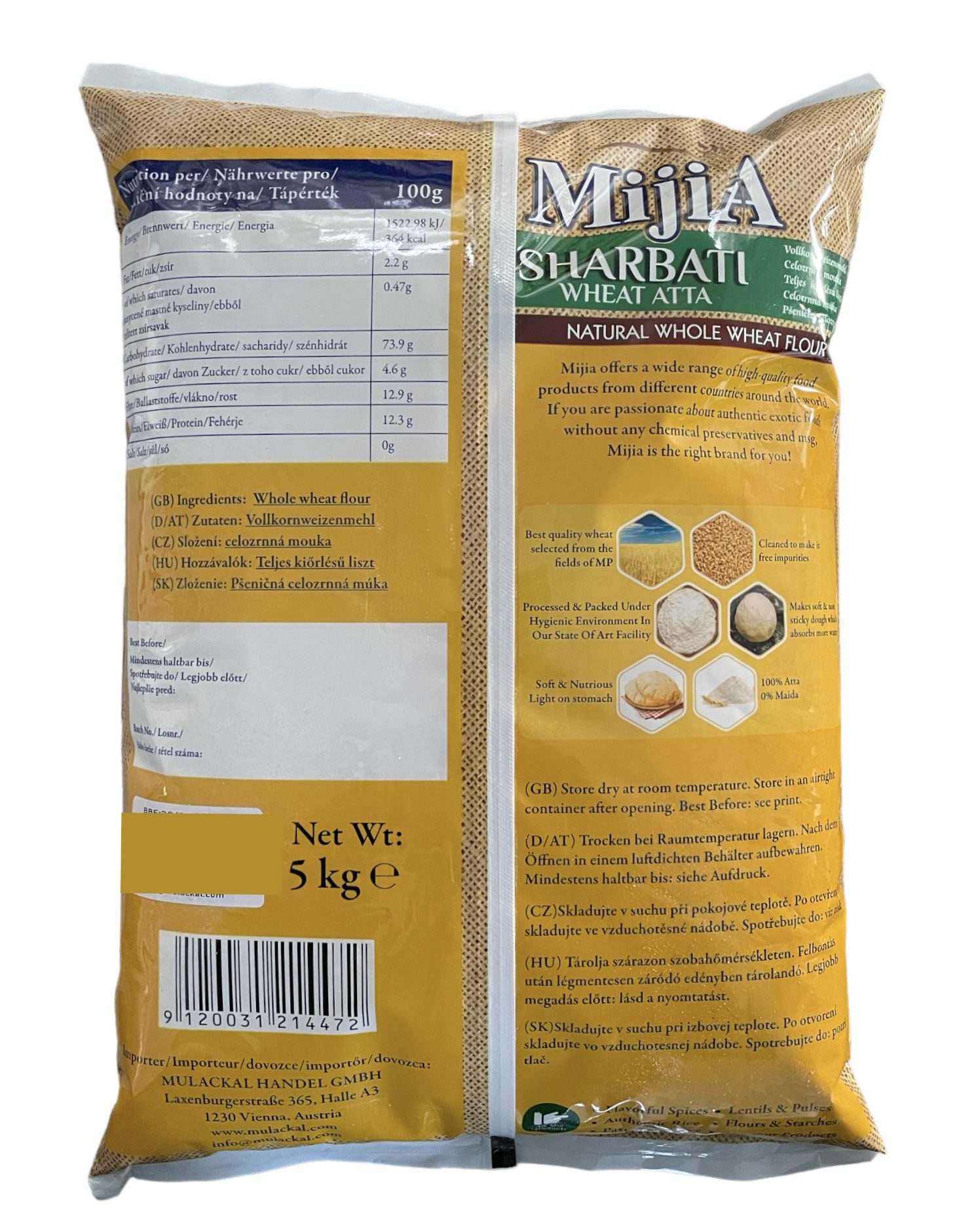 Atta Sharbati (Whole Wheat Flour) Mijia 5kg - Image 2