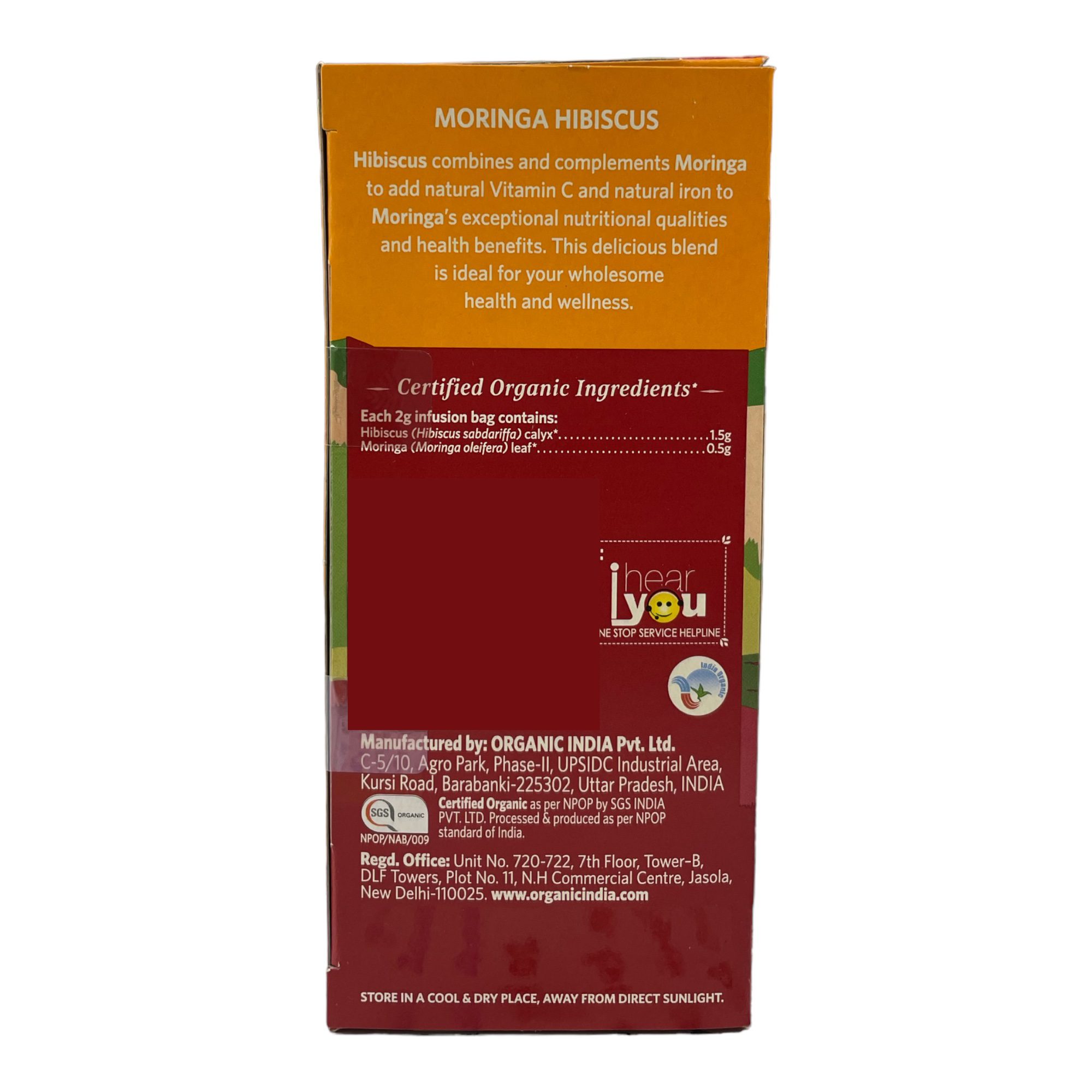 Moringa Hibiscus ORGANIC INDIA 25Tb 50g - Image 2