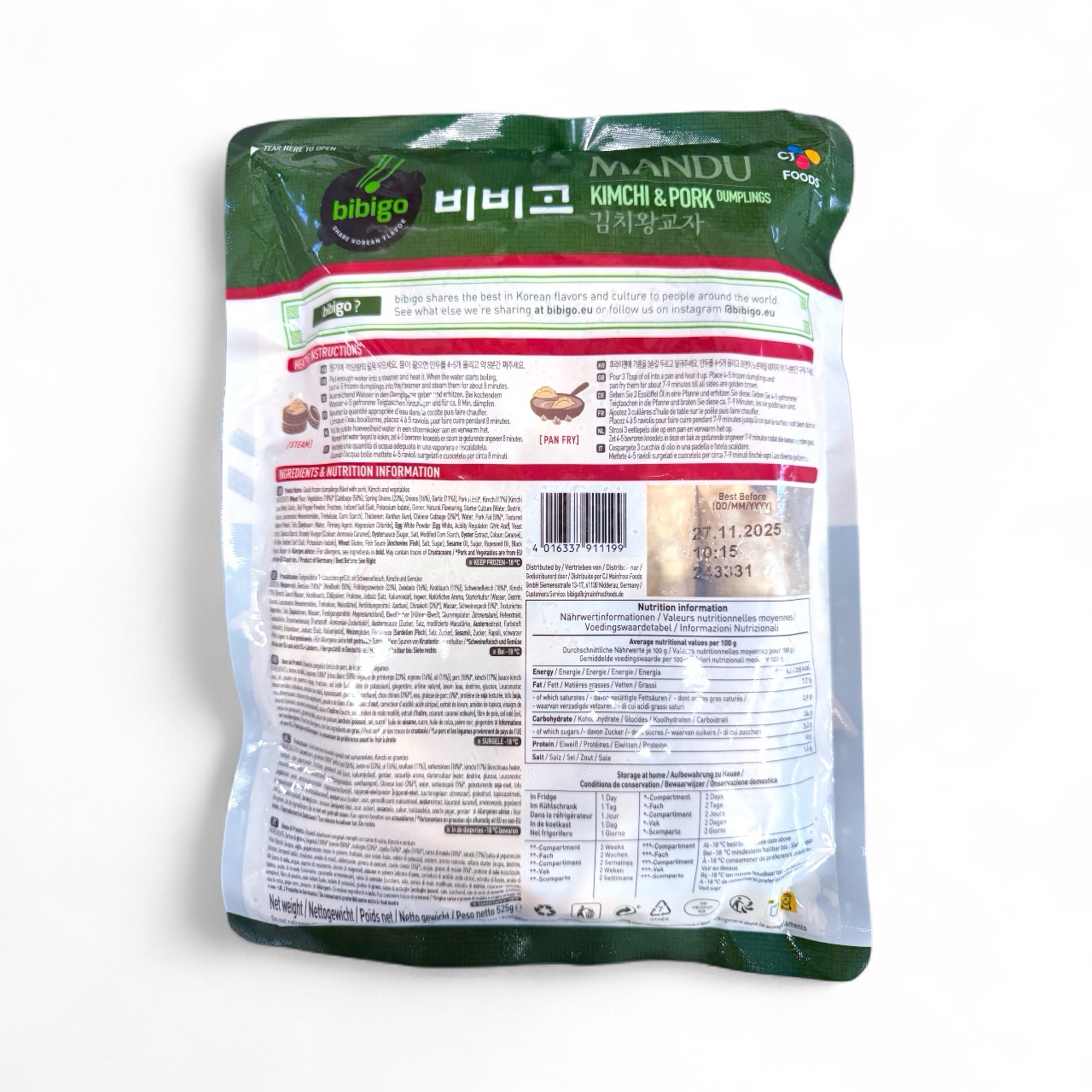 Bibigo Mandu Kimchi & Pork Dumplings 525g - Image 2
