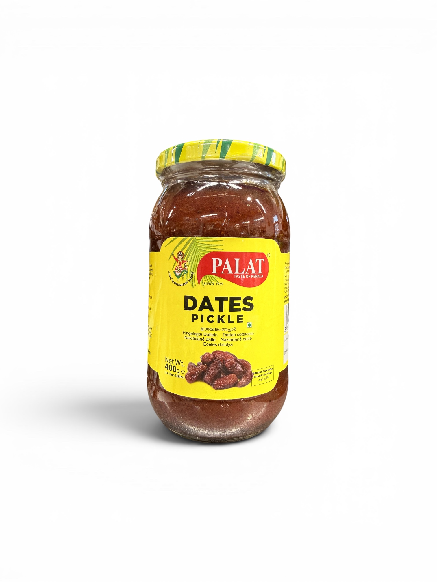 Palat Dates Pickle 400g Traditional Kerala Style Sweet and Spicy Dates Pickle in Glass Jar