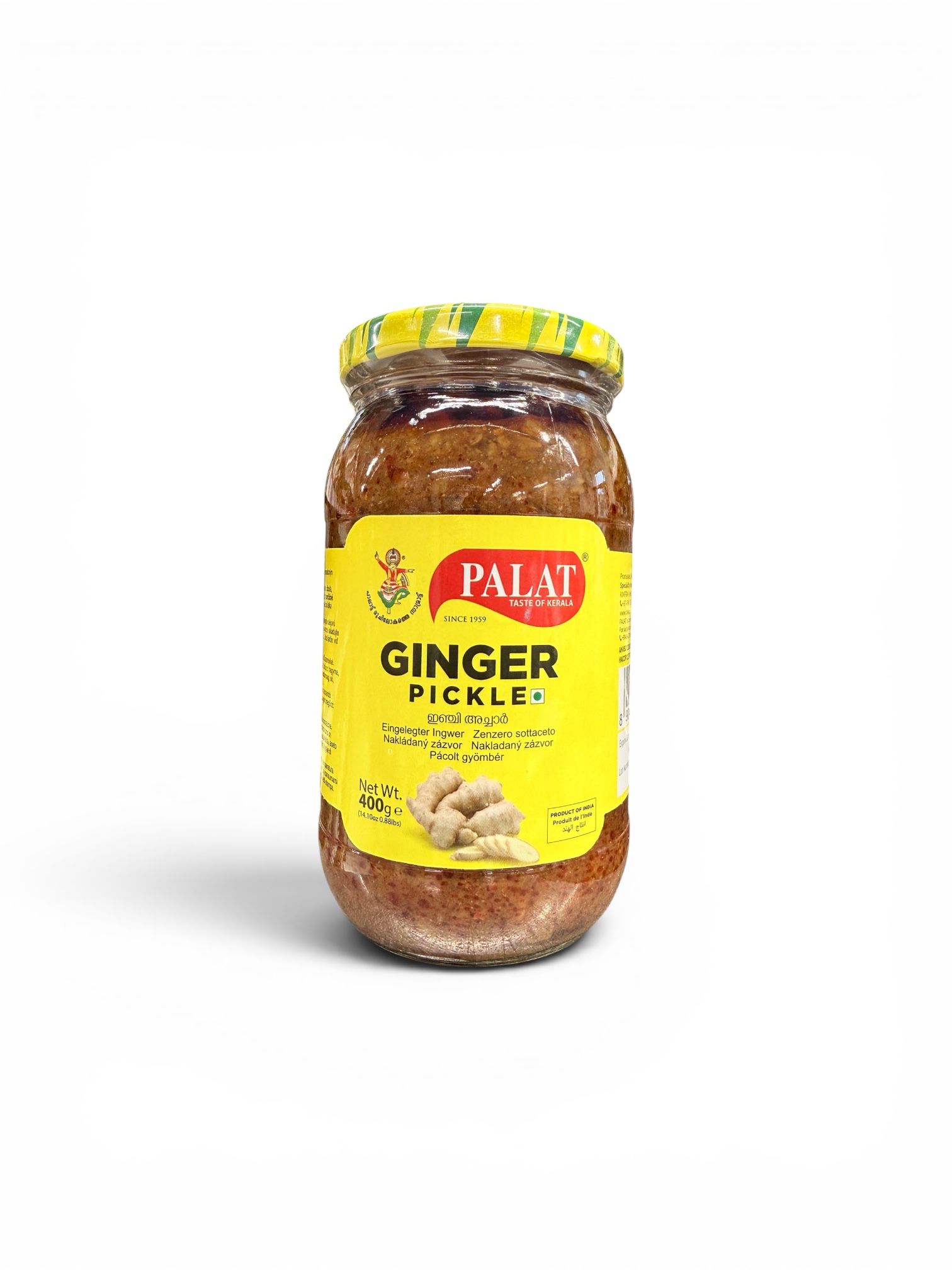 Palat Ginger Pickle 400g Traditional Kerala Style Spicy Ginger Pickle in Glass Jar