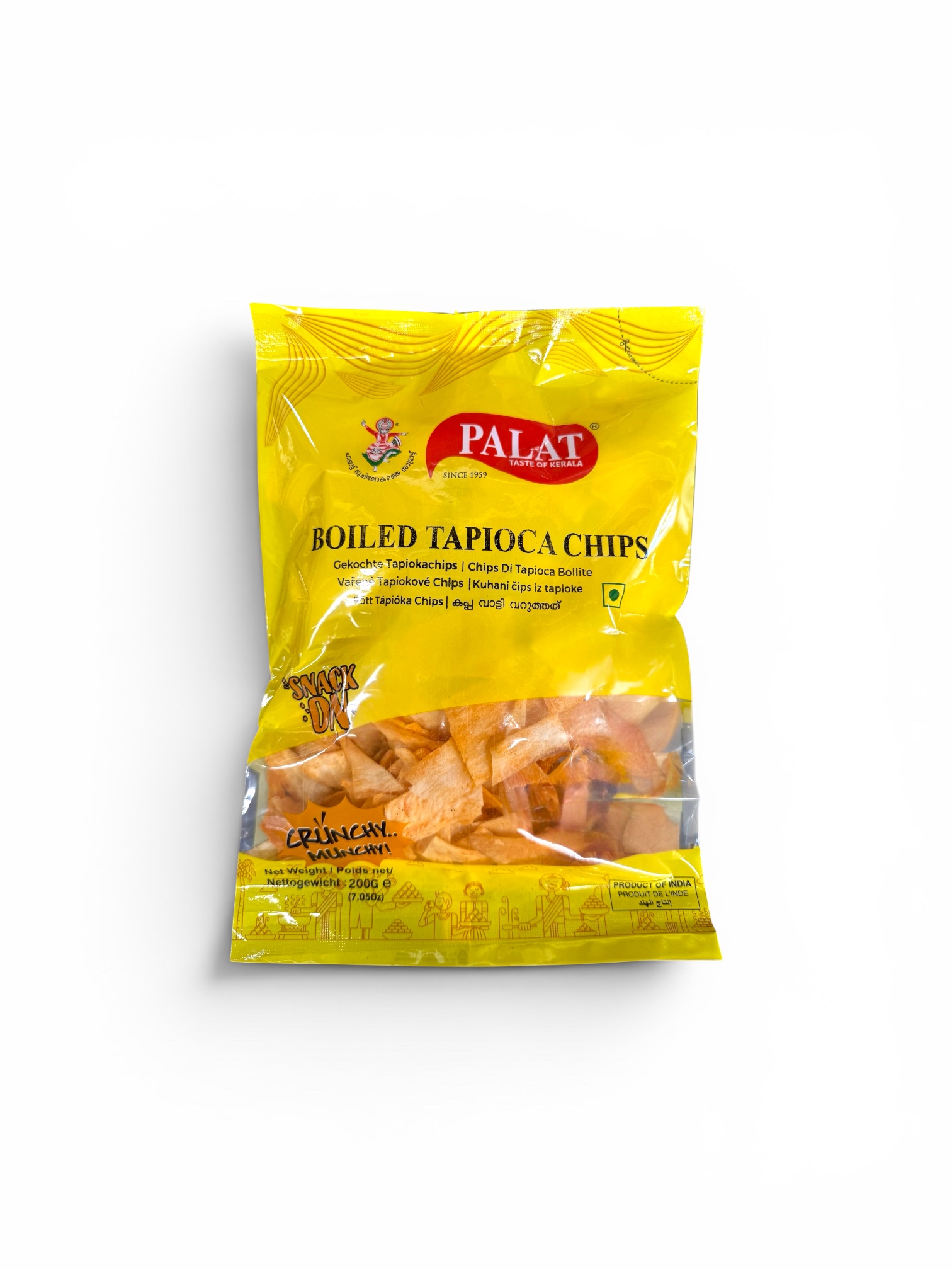 Palat Boiled Tapioca Chips 200g – Traditional Kerala Cassava Chips, Crispy South Indian Snack, Authentic Kerala Style Tapioca Chips.